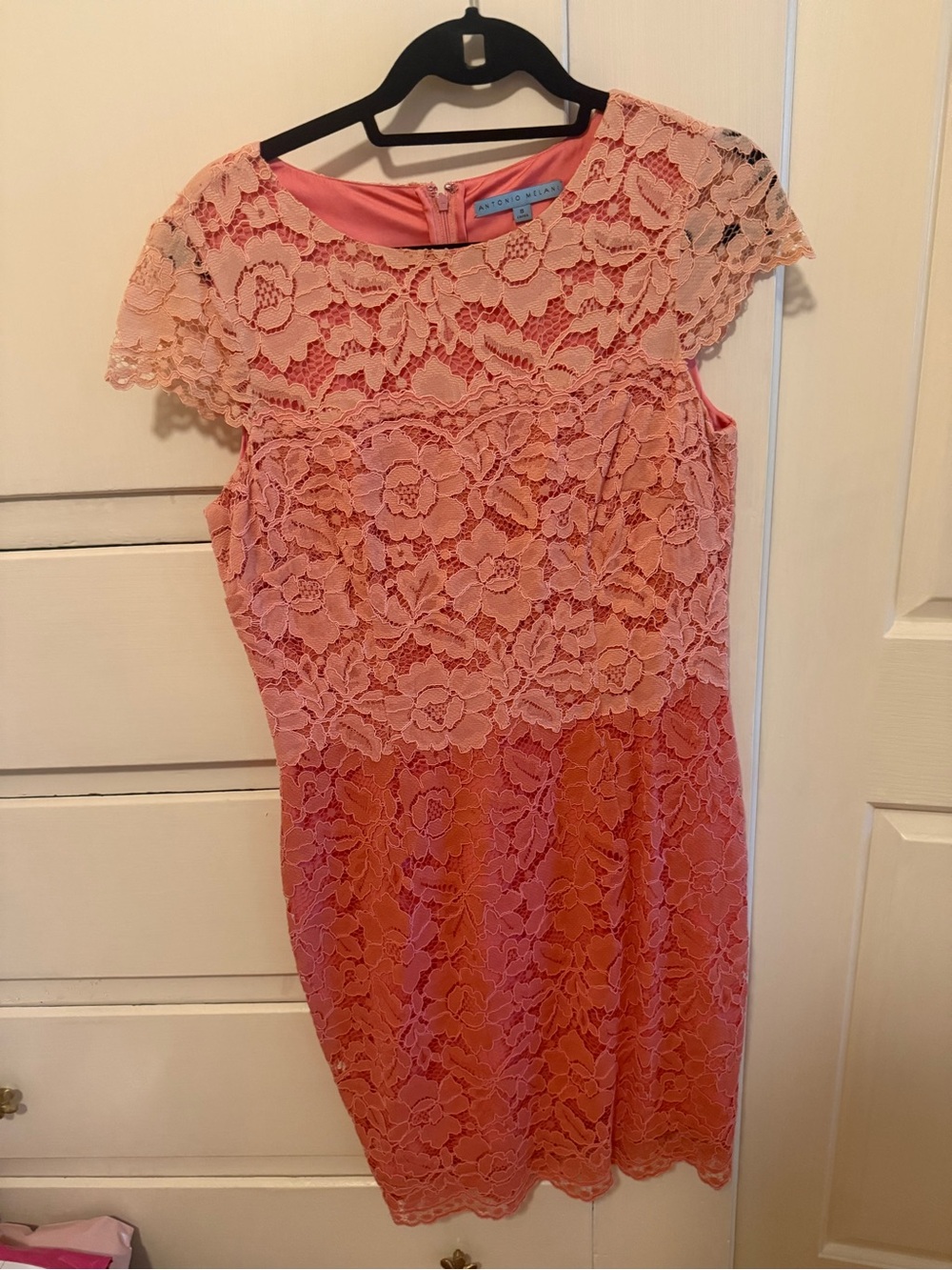 ANTONIO MELANI Coral Pink Lace Overlay Dress for Girls